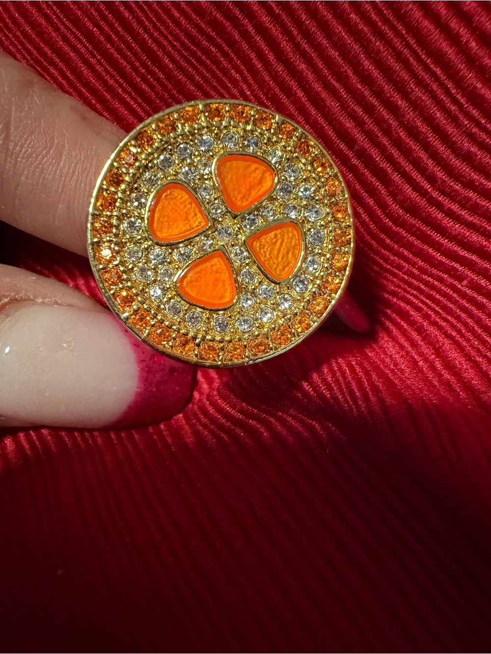 Park Lane Orange Crystal Round Statement Ring Size 8 New